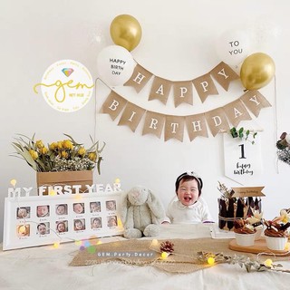 Set trang trí sinh nhật retro đơn giản vintage