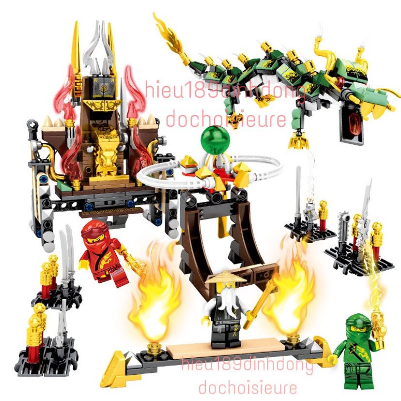 Lắp ráp xếp hình Lego ninjago sy7049 : đền thờ rồng xanh huyền thoại của sư phụ wu lloyd (ảnh thật)