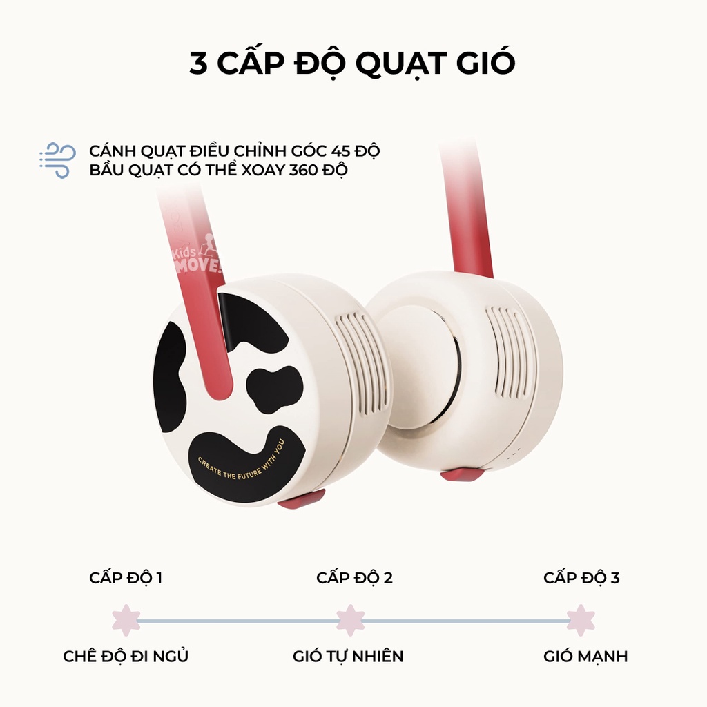 Quạt đeo cổ mini thông minh chính hãng cao cấp Zoyzoii không cánh, xoay 360 độ, pin 5h, sạc usb type C