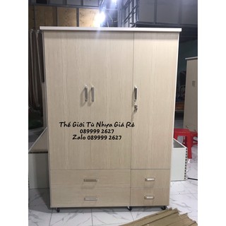 Tủ quần áo 3 buồng 4 ngăn màu sồi cực đẹp