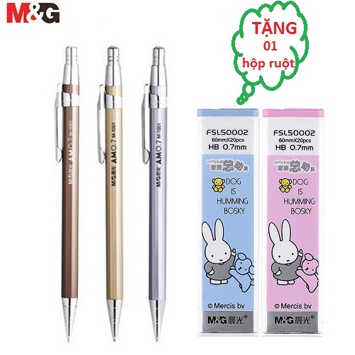 Bút chì kim inox M&amp;G - MP1001 ngòi 0.5mm / 0.7mm - 1 cây I Tặng 01 hộp ruột