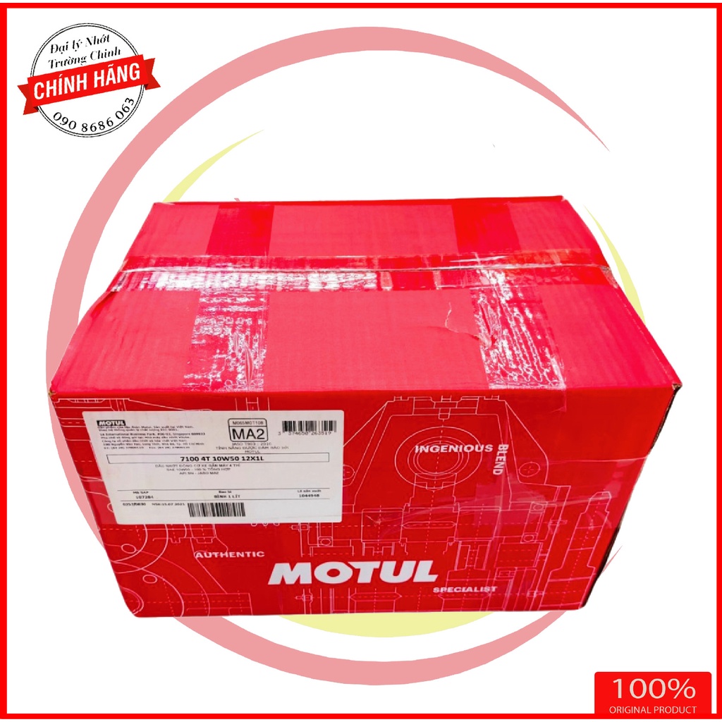 Thùng 12 bình Nhớt Motul 7100 10W50 dành cho xe số xe côn