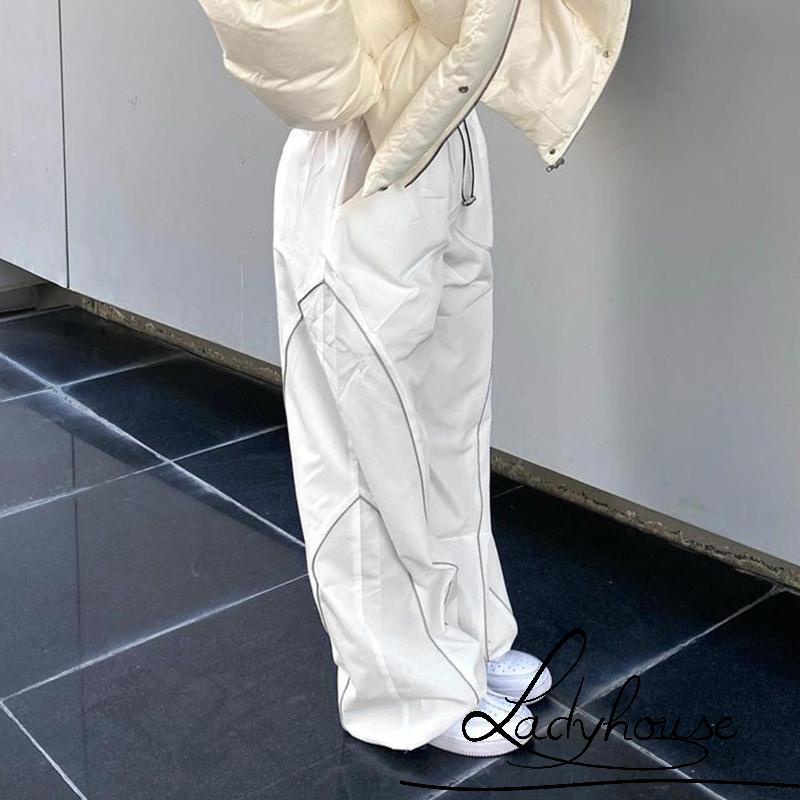 Quần Dài Ống Rộng Dáng Suông Lưng Cao Phối Dây Rút Thời Trang Mùa Hè Cho Nữ