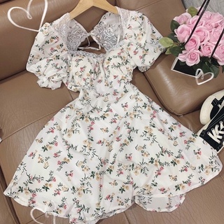 ĐẦM HOA HỞ LƯNG REN CUT OUT NGỰC