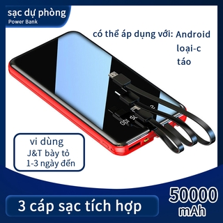 Pin sạc dự phòng 50000mAh nhỏ gọn di động đi kèm với dây cáp sạc tiện dụng