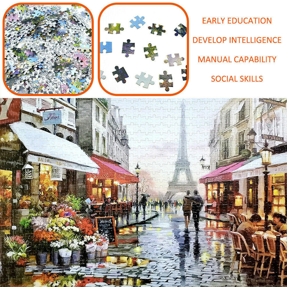 1000 Piece Large Jigsaw Puzzle for Kids (14+Age) and Adults, Paris Street with Eiffel Tower and Flower Shops, Impressionist Oil Painting Art, Great Gift for Birthdays and Christmas, and Home Décor