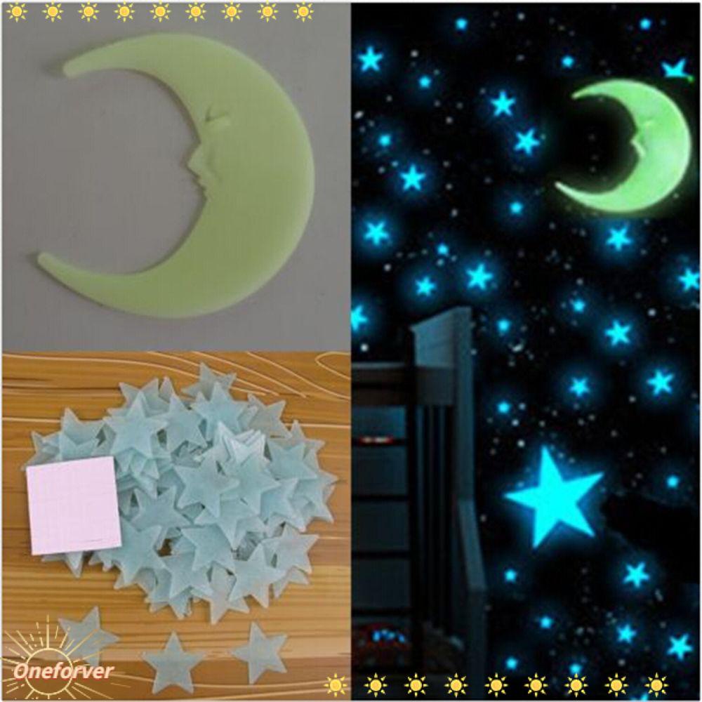 Set 100 Sticker Dán Tường Hình Ngôi Sao Dạ Quang Vui Nhộn