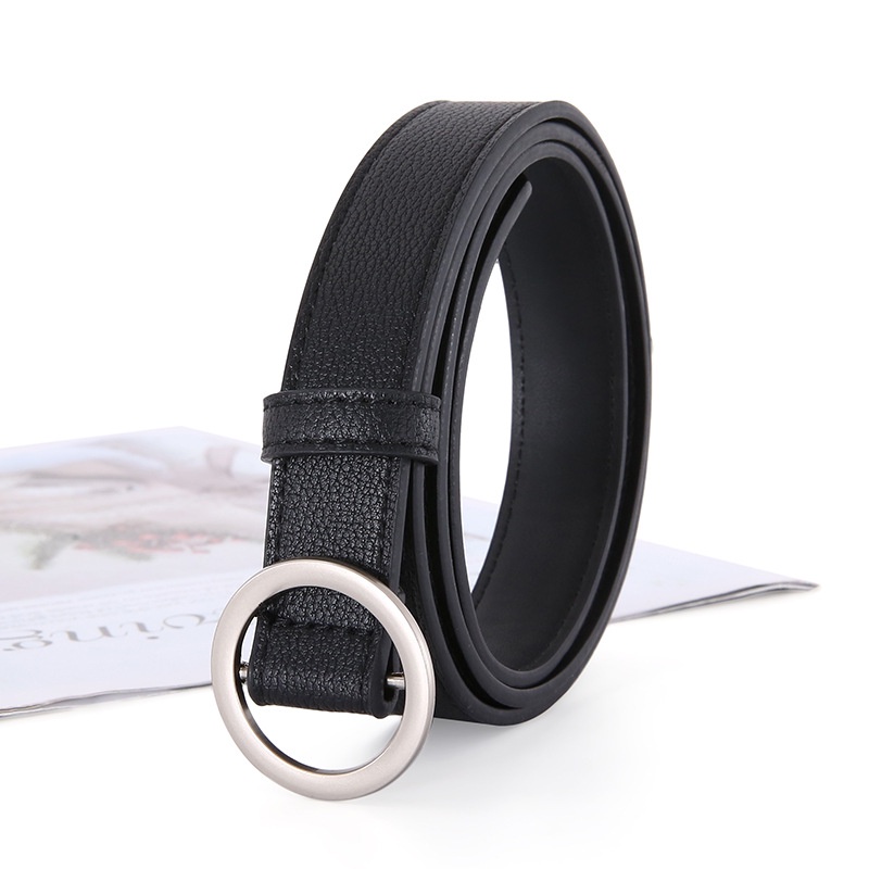 Thắt lưng nữ mặt tròn không lỗ phong cách Ulzzangs, phụ kiện thời trang dây nịt TL002 - Filibra