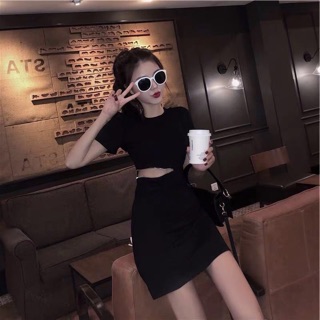 Váy đen ulzzang khoá eo