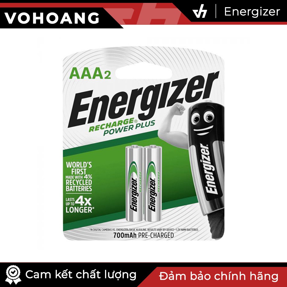 Bộ 2 Pin sạc AAA Energizer Recharge 700mAh (Bạc)