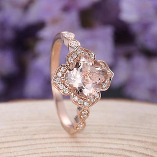 Thời trang Lady Rose Gold Nhẫn kim cương nhỏ đính hôn Nhẫn cưới cỡ 6-10