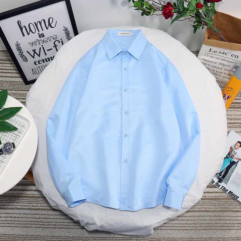 Men's office fashion solid color long sleeve shirt