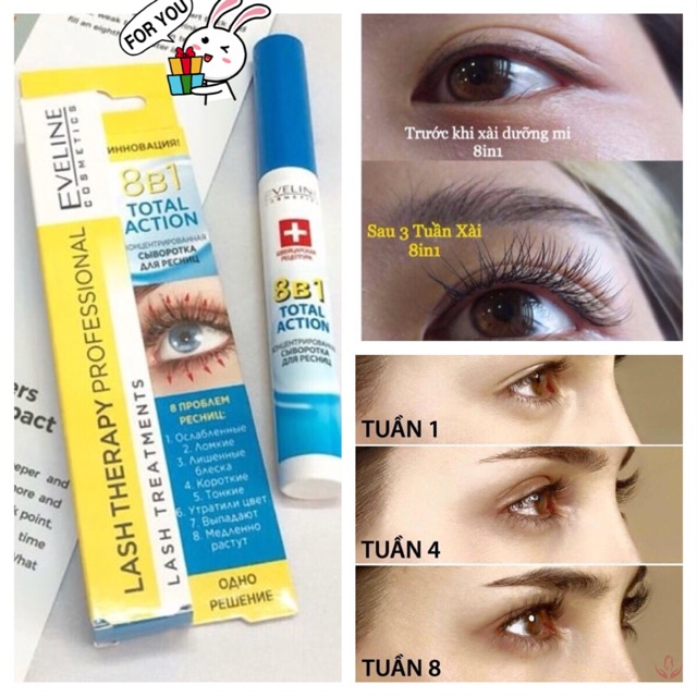 Dưỡng mi EVELINE 8 in 1 Chăm sóc vùng da mắt