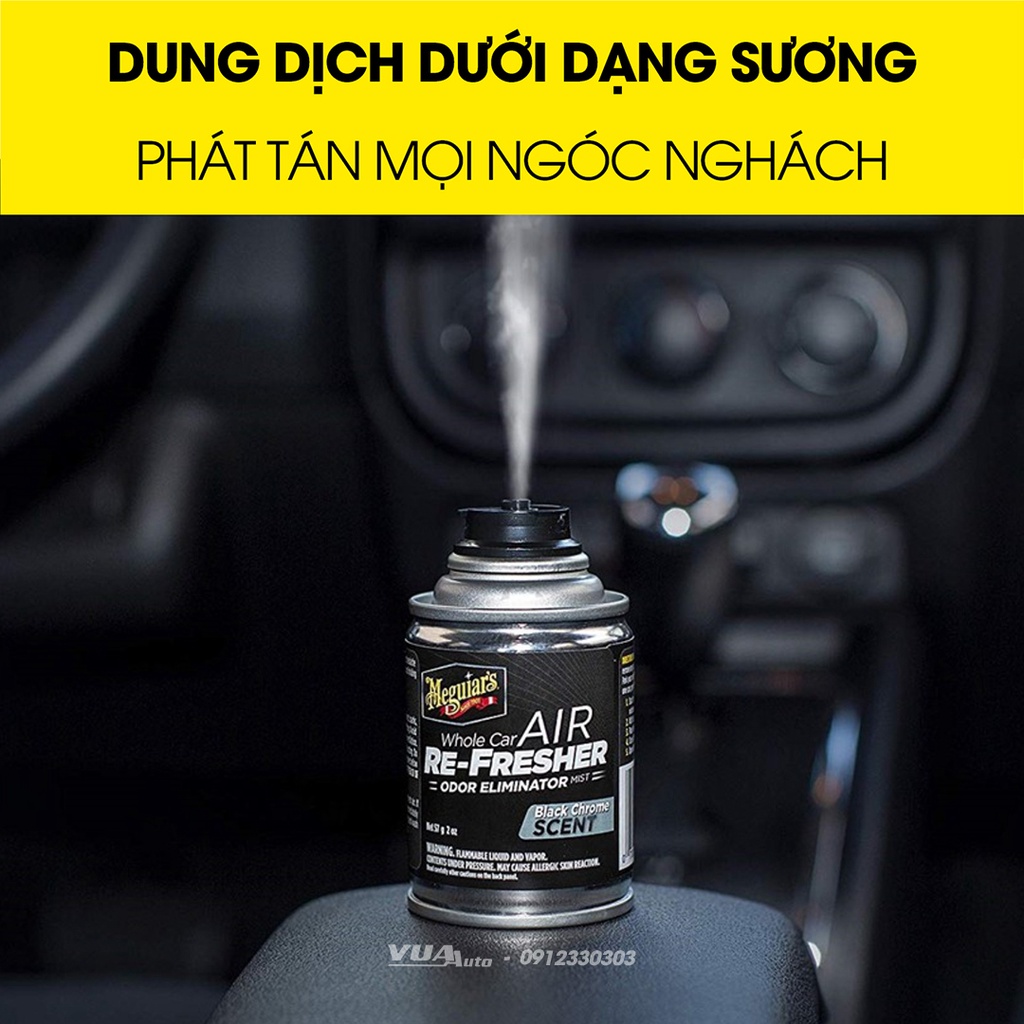 Xịt khử mùi diệt khuẩn ô tô Meguiars Air Refresher chính hãng hương thơm nước hoa cao cấp loại bỏ mùi nội thất xe hơi