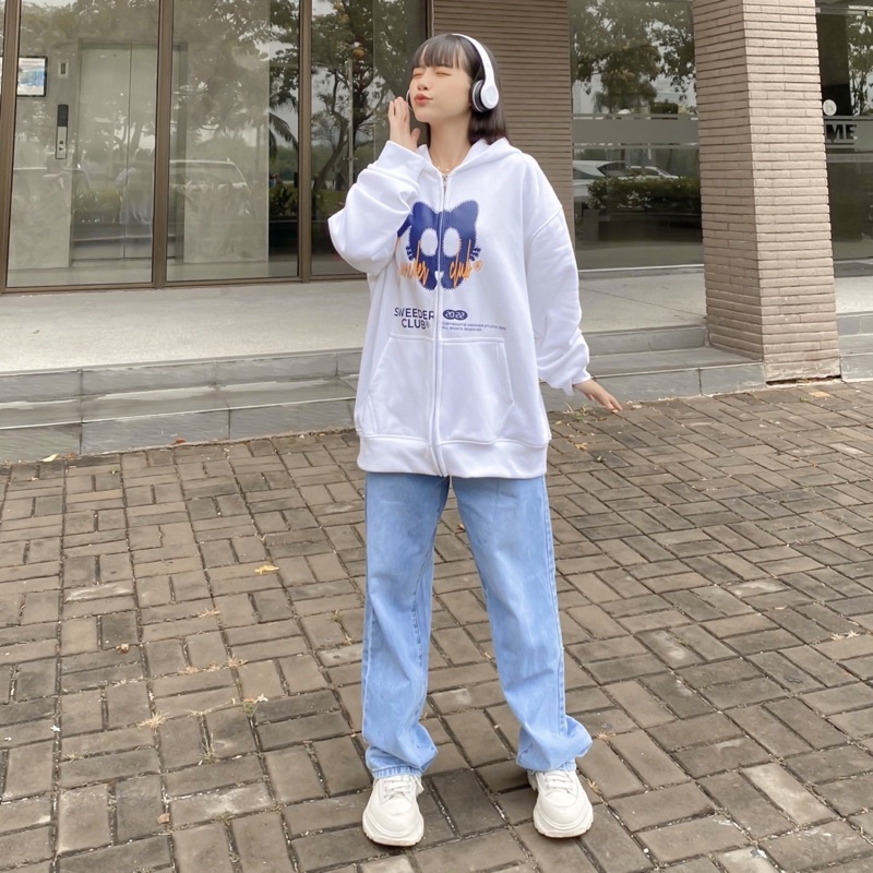 Áo Khoác Hoodie Form Rộng Phối Zip Unisex CAT Vải Nỉ Bông Dày Dặn- More Simple