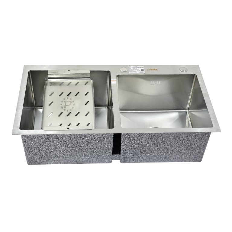 Chậu rửa bát Picenza 2 hố lệch , Inox304 mã HM8245-615  - Bảo hành 2 năm