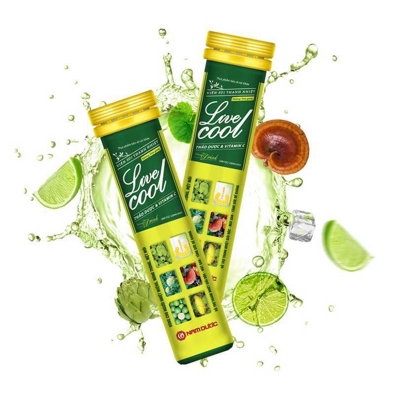 Viên sủi thanh nhiệt Livecool Nam Dược Vị Dưa Gang - Hỗ trợ giảm nhiệt miệng,nóng trong, mát gan, tăng sức đề kháng