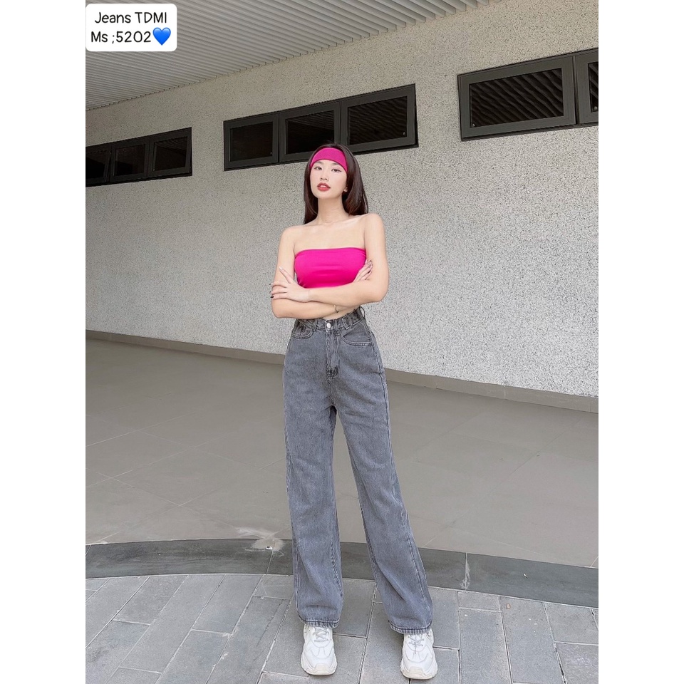 Quần bò nữ vải bò,quần jeans ống rộng lưng cao, Quần jean nữ ống rộng xanh đen dáng suông dáng dài ulzzang BGJ008 | BigBuy360 - bigbuy360.vn