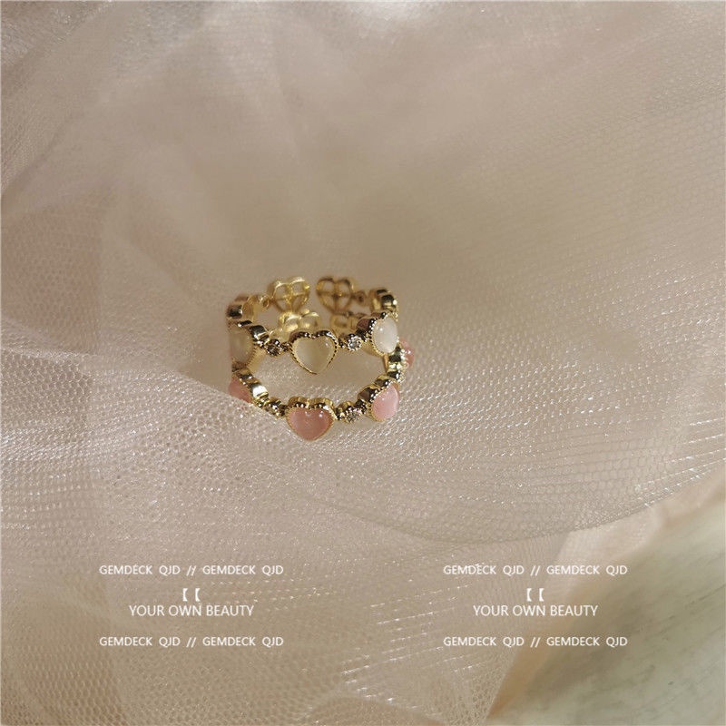 Nhẫn Opal Hình Trái Tim Có Thể Điều Chỉnh Được