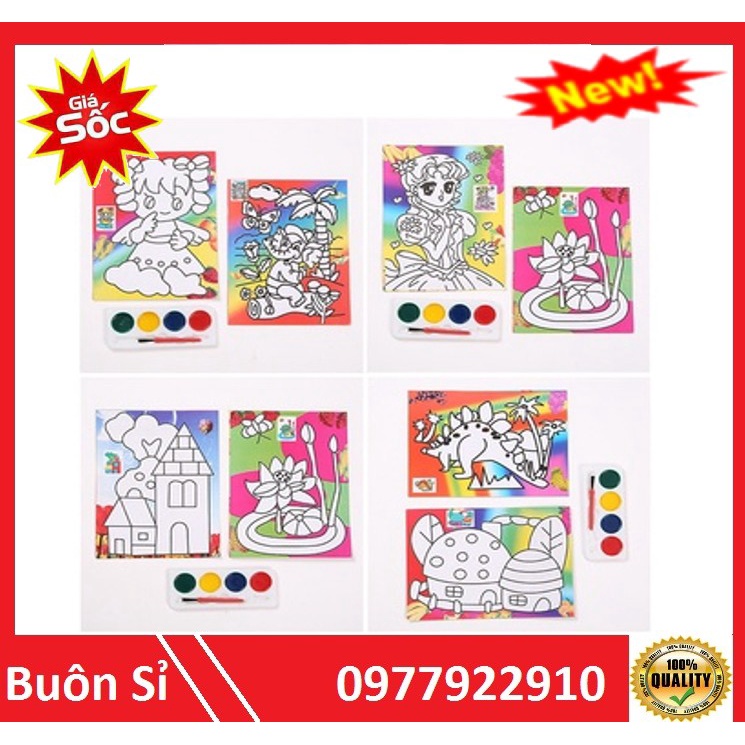 Tranh tô màu nước Tặng kèm màu và bút lông
