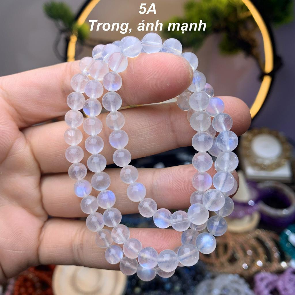 Chuỗi quấn 3 vòng Đá Mặtt Trăng Moonsttone [TẶNG HỘP GỖ] Mệnh Kim, Thủy - Phong Thủy Tây Tạng