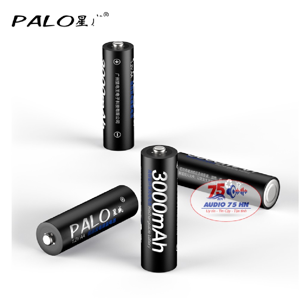 Bộ 04 viên Pin sạc Palo 3000mAh AA màu đen, pin Ni-mh dung lượng cao dùng cho mic karaoke ,máy đo huyết áp,đồ chơi ...