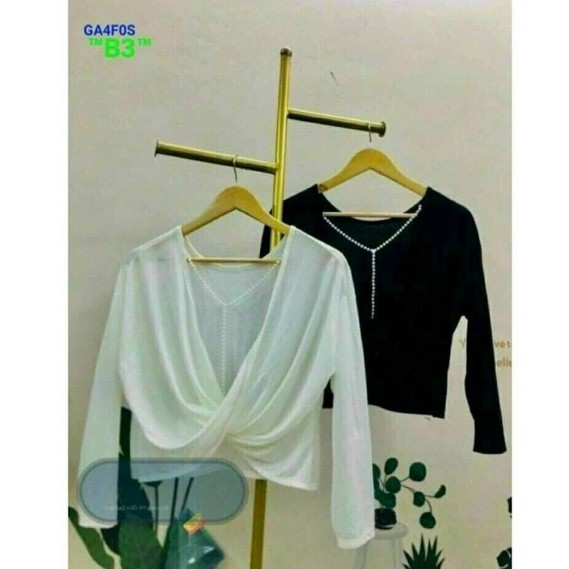 Áo thun tay dài kiểu phối dây ngọc lưng lạ