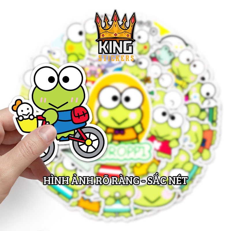 50 Hình Dán Sticker Ếch Xanh chống nước, dán mũ bảo hiểm, trang trí laptop, vali, phụ kiện KINGSTICKER