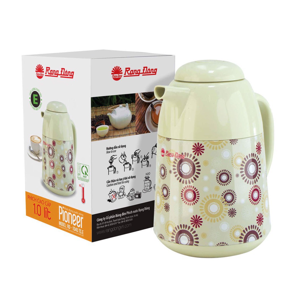 Phích nước nóng Rạng Đông 1L RD 1045 TS.E hoa văn ngẫu nhiên