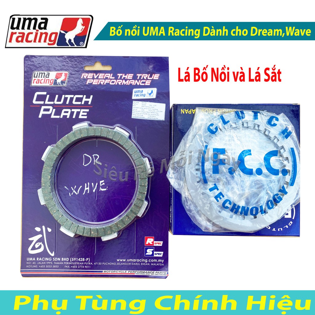 Full bộ lá bố nồi Uma Racing và Lá sắt zin FCC độ Honda Dream, Wave
