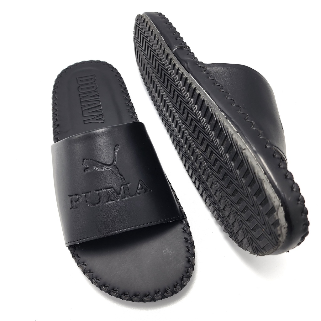 Dép quai ngang nam da donavy cao cấp in chìm chữ puma có size 45 v.pm