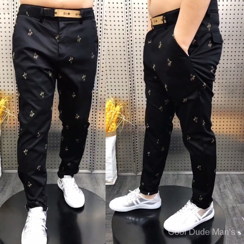 Summer Men's Business Casual Pants All-Matching and Handsome Black Business Trousers Smart Guy Small Straight Pants