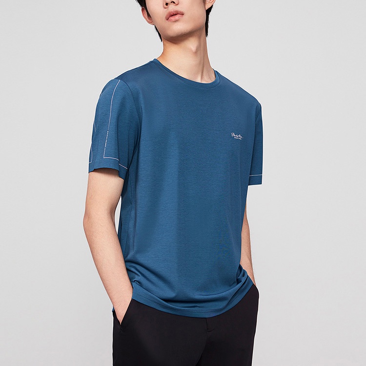 HLA - Áo thun nam ngắn tay vải mịn đàn hồi tốt Elastic simple short-sleeved T-shirt