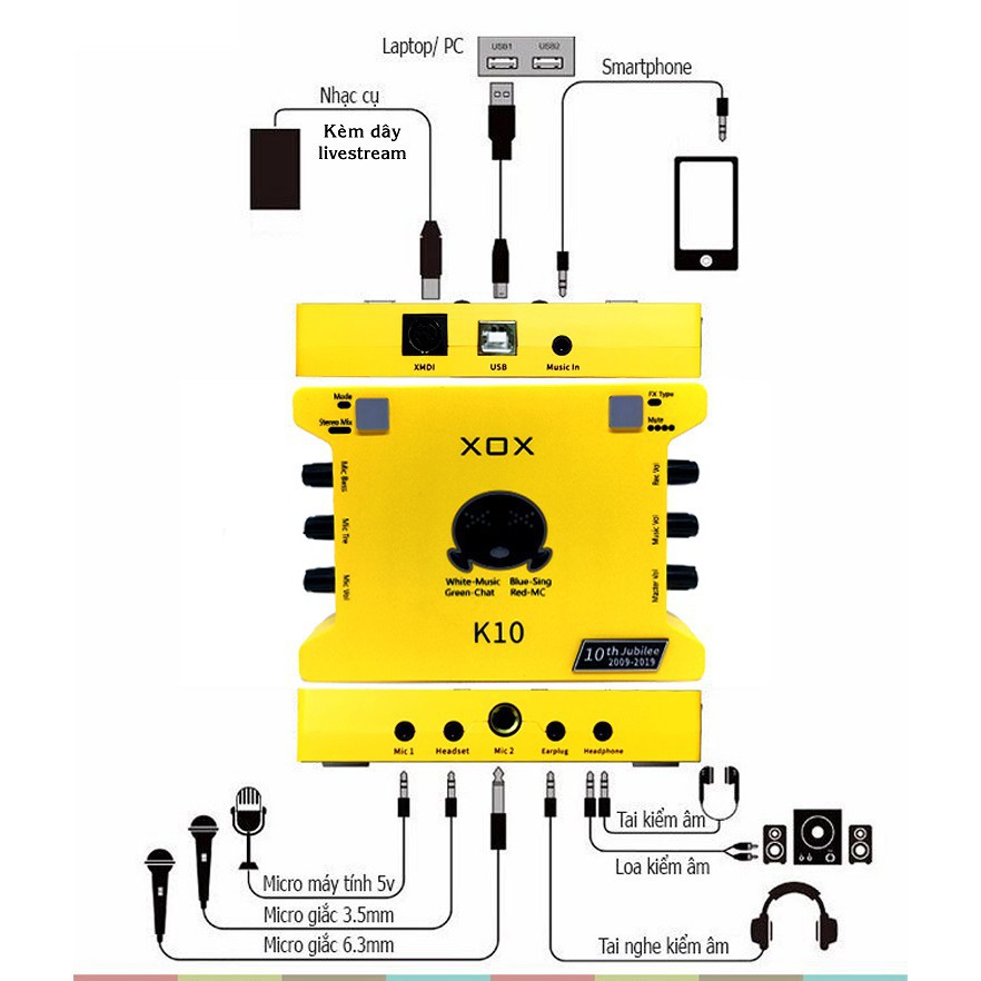 BỘ COMBO LIVESTREAM CAO CẤP - SANG TRỌNG  - CHẤT LƯỢNG : SOUND CARD XOX K10 PHIÊN BẢN 2020 VÀ MIC BM 900