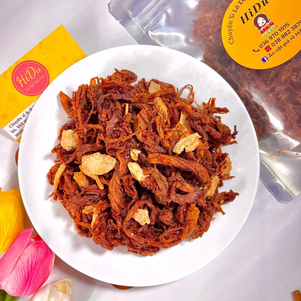 Khô heo cháy tỏi HiDu 100gr loại ngon đậm vị sợi to | BigBuy360 - bigbuy360.vn