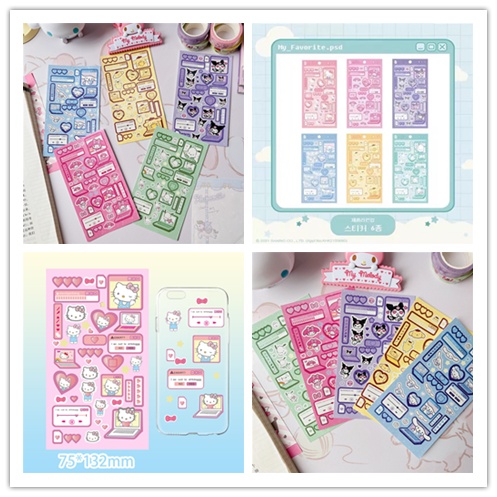 SANRIO Nhãn Dán Trang Trí Sổ Tay Hình Hoạt Hình Dễ Thương DIY