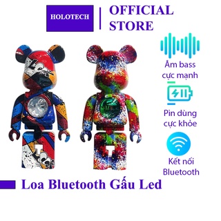 Loa Bluetooth Mini Di Động Có Đèn Led RGB, Loa Led Gấu BearBrick Cảm Ứng