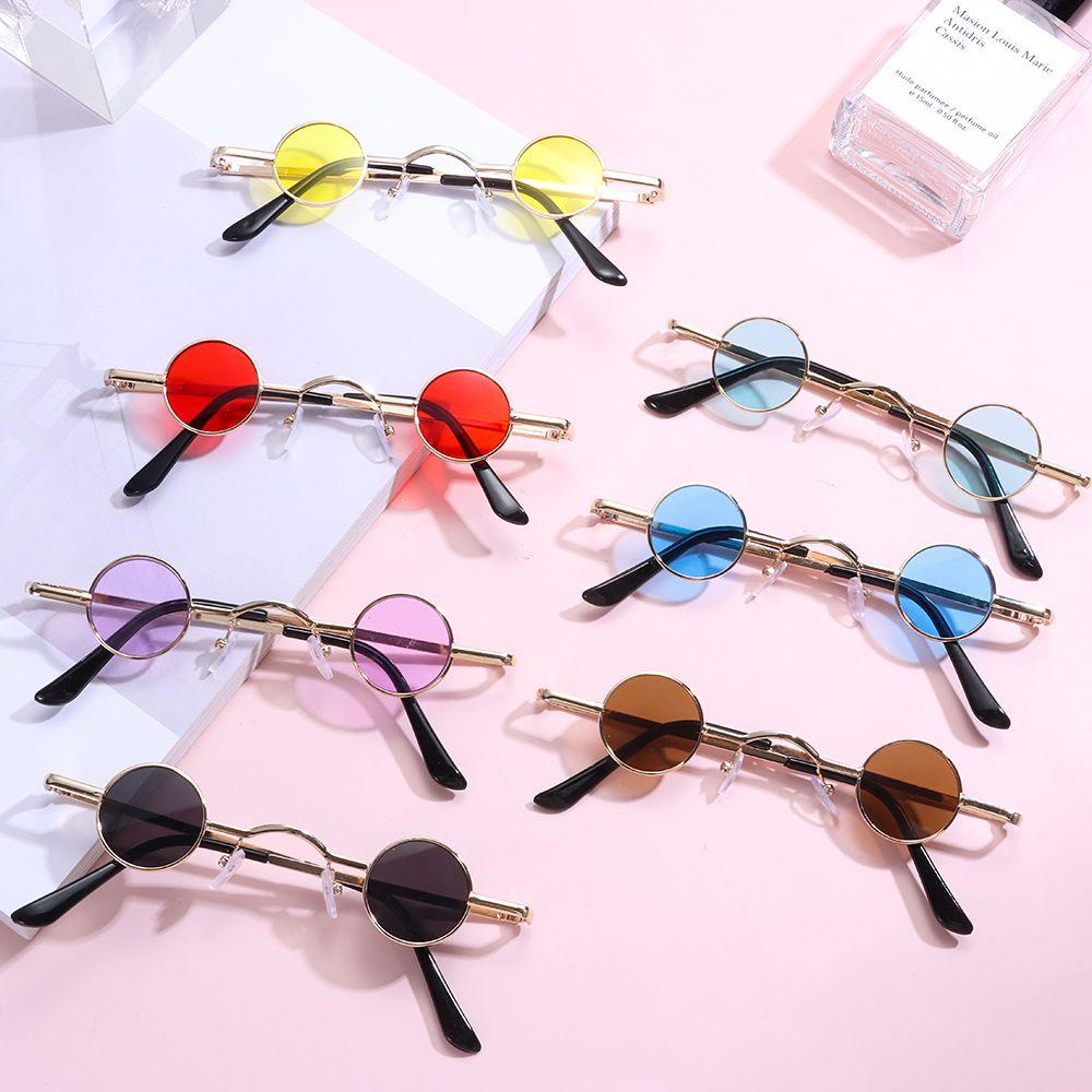 Kính Mát Gọng Tròn Nhỏ Bằng Kim Loại Màu Sắc Ngọt Ngào Phong Cách Retro