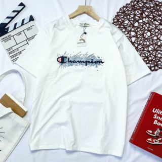 Áo thun tay lỡ RAINBOW 100% cotton dáng unisex form rộng in champion