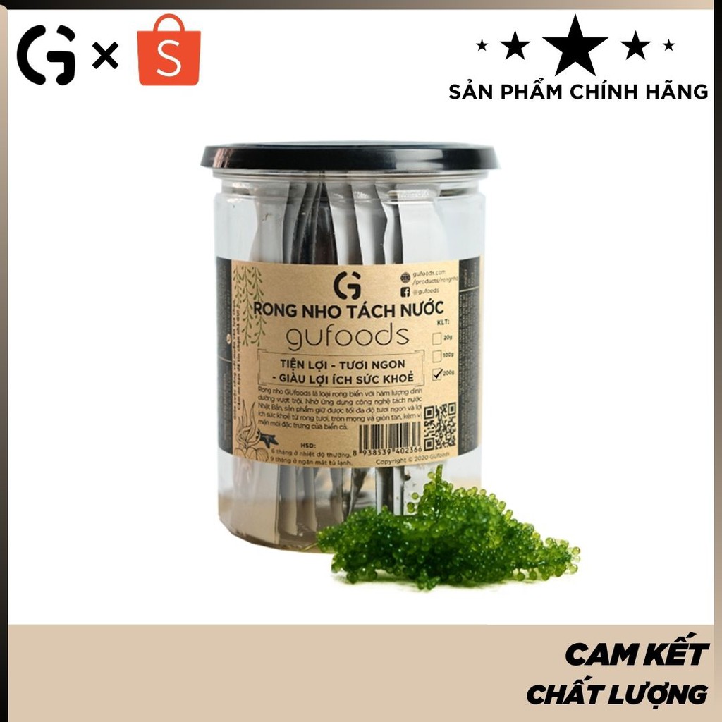 Rong nho tách nước GUfoods - Tiện lợi, Tươi ngon, Giàu lợi ích sức khoẻ (20g/100g/200g) (quà Tết)