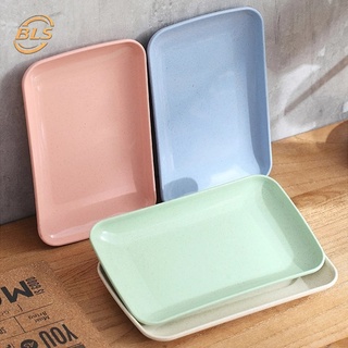 1 đĩa đựng thức ăn hình chữ nhật bằng rơm lúa mì thân thiện với môi trường đa năng cho món tráng miệng/sushi