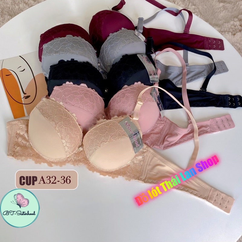 Áo lót nữ Sister hood 2227 Thái Lan có gọng, mút dày 3.5cm nâng ngực , form CUP A, áo ngực viền ren trẻ trung, LAVENUSA