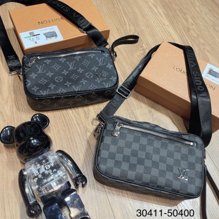 Túi Đeo Chéo L.V Hoa Đen FullBox - Túi Đeo Chéo LV Caro Đen Siêu Cấp Cho Nam