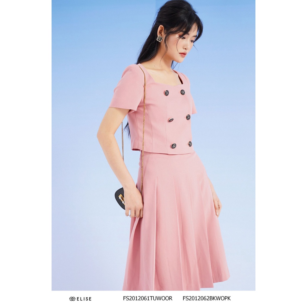 Chân váy hồng đất xếp ly thiết kế Elise FS2012062BKWOPK