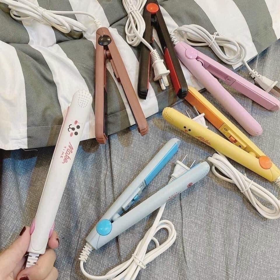 Máy là tóc mini cute kèm hộp nhựa-Máy duỗi là tóc mini hình cute