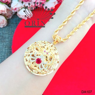 Dây chuyền nam, vòng cổ nam dây xoắn mặt rồng đế tròn ngậm đá đỏ thiết kế cao cấp Orin DA107
