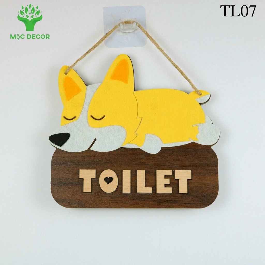 Biển Bảng Gỗ Decor Toilet Trang Trí Treo Cửa Nhà Tắm, Toilet, WC - MỘC DECOR - Mã TL07 (TẶNG KÈM MÓC TREO)