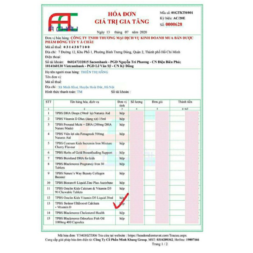 ĐỦ BILL_CANXI + VITAMIN D3 SWISSE LỌ 150 VIÊN