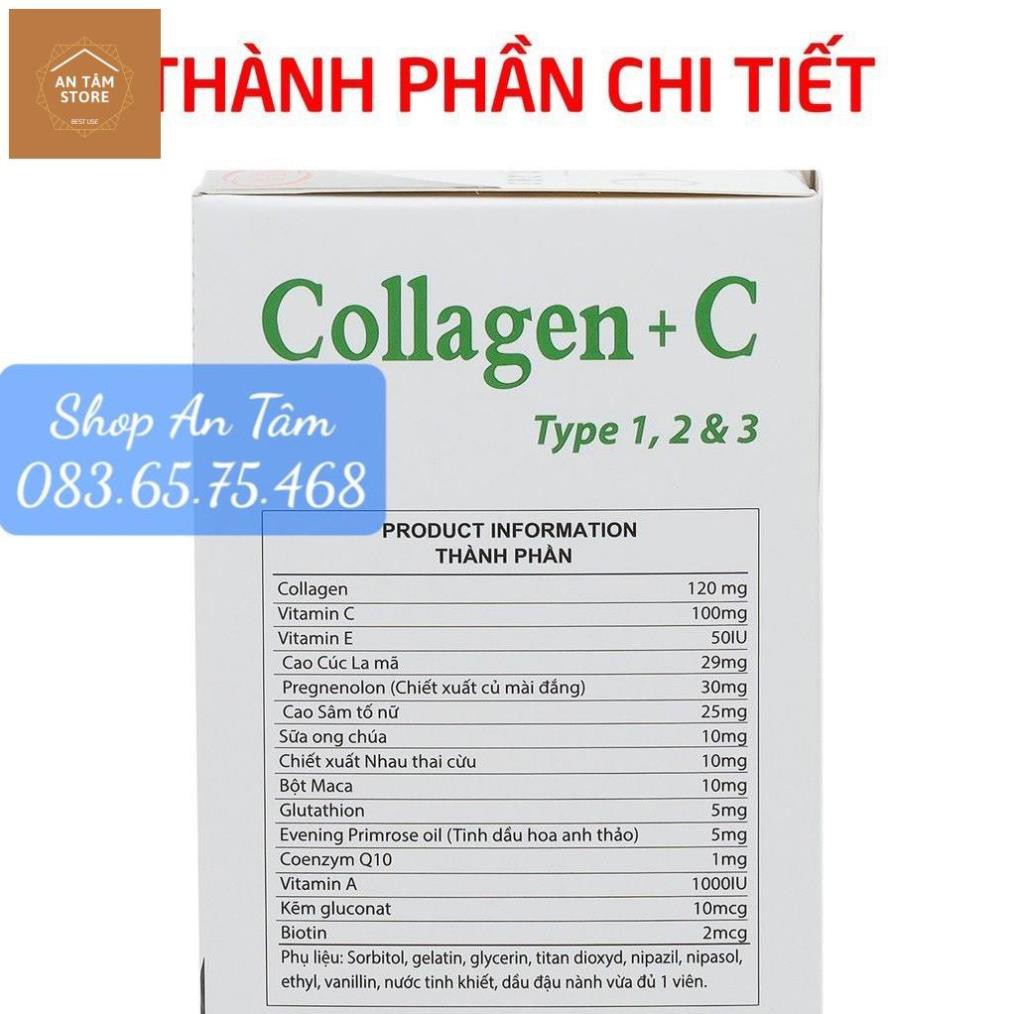 (Chính Hãng) Viên uống đẹp da Collagen +C Type 123 giảm thâm nám tàn nhang - Hộp 60 viên