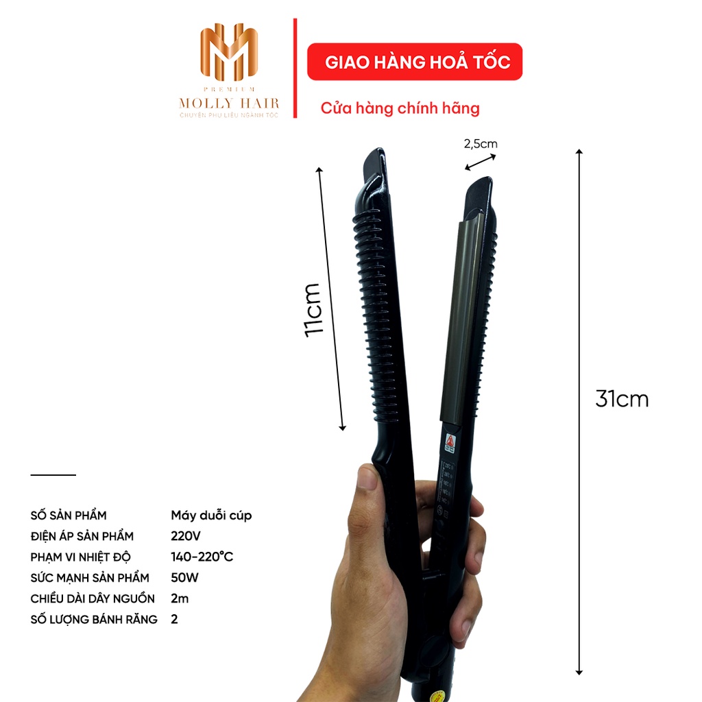 Máy duỗi cúp Mollyhair Germany-3020, nhiệt độ đến 200 độ C duỗi thẳng tóc và duỗi cúp